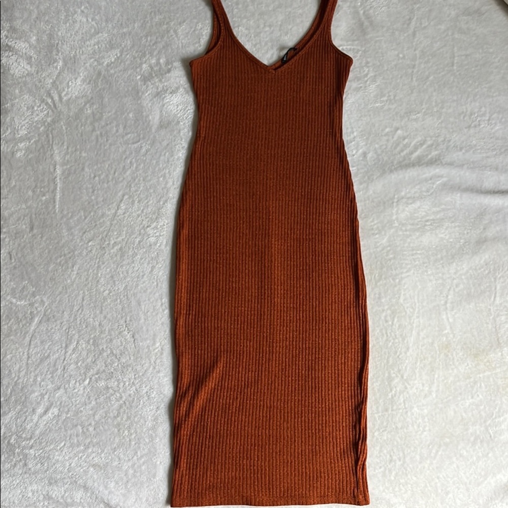 Elegant Rust Sleeveless Dress